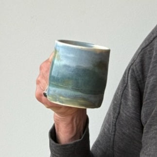 Close up of Coastal Glaze Mug made by Meg Roulston Ceramics