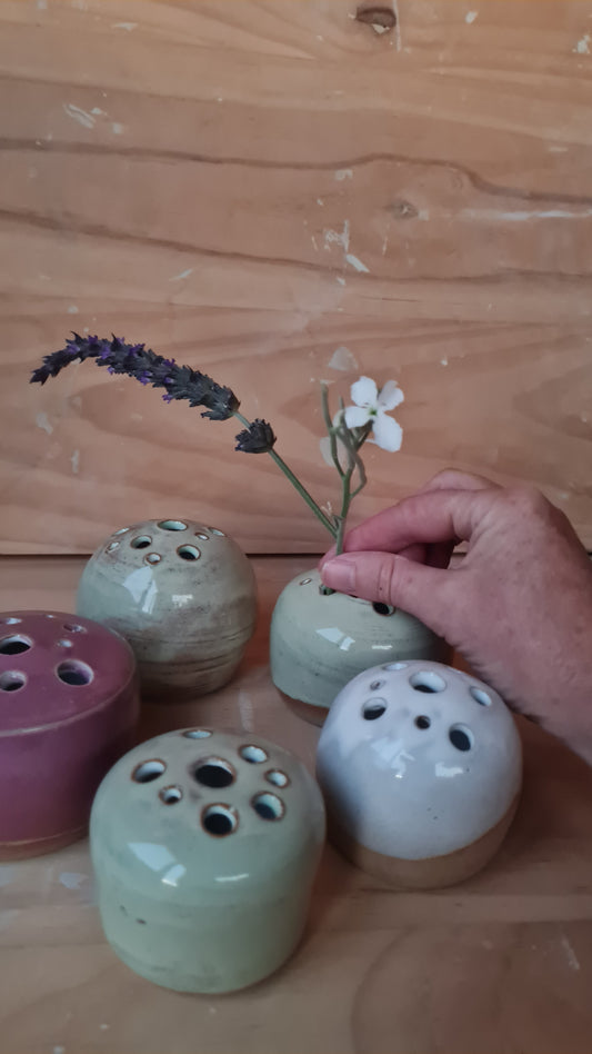 Ceramic Flower Orb Vase – Handmade in NZ for Fresh or Dried Stems